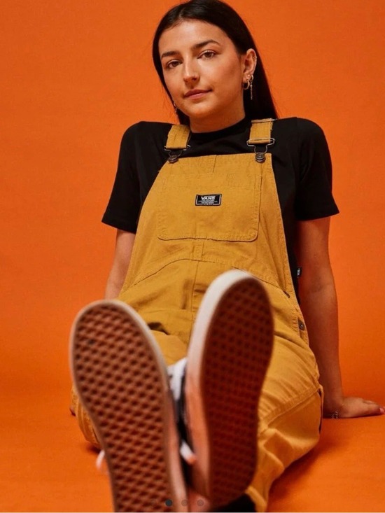 Vans Pants - Vans Wood Thrush Ground Work Canvas Overalls Mustard Yellow M Perfect